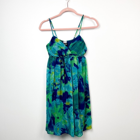 Alyn Paige Blue & Green Spaghetti Strap Mini Dress - Picture 1 of 7
